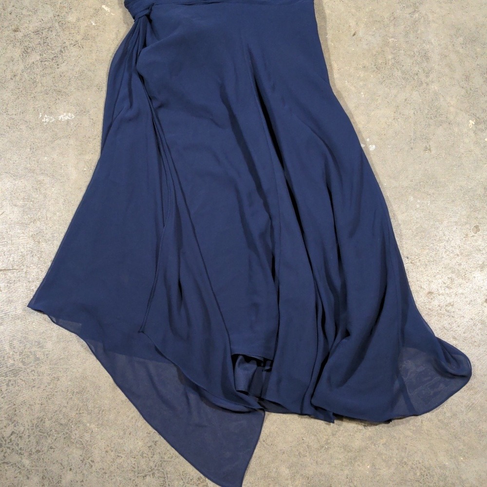 David's Bridal F12284 Navy Blue Bridesmaid Dress High Low Chiffon Size 10 Formal - Picture 12 of 12